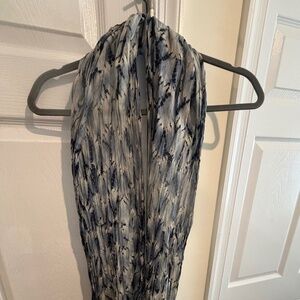 Eileen Fisher Silk Shibori Tie Dye Scarf Blue Cream